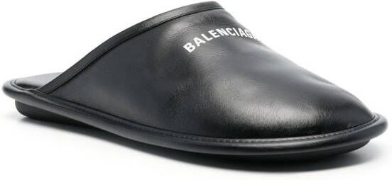 Balenciaga Slipper met logoprint Zwart