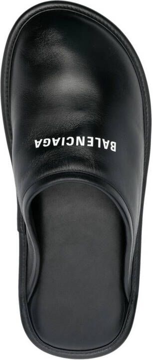 Balenciaga Slippers met logoprint Zwart
