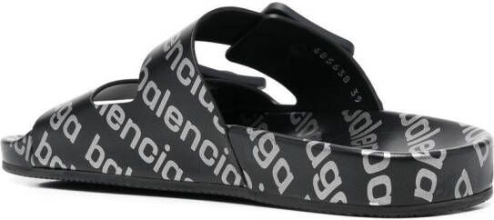 Balenciaga Mallorca sandalen met logoprint Zwart