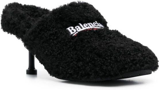 Balenciaga Muiltjes met geborduurd logo Zwart