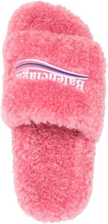 Balenciaga Slippers met geborduurd logo Roze