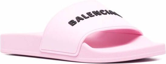 Balenciaga Slippers met logo-reliëf Roze
