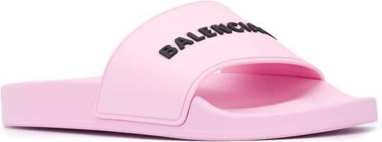 Balenciaga Slippers met logo reliëf Roze
