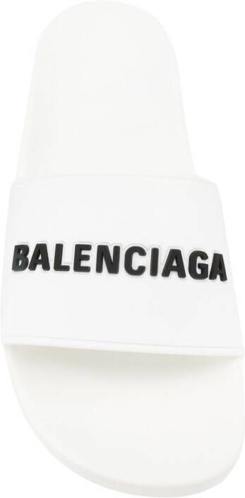 Balenciaga Badslippers met logo-reliëf Wit