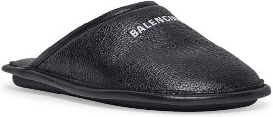 Balenciaga Slippers met logoprint Zwart