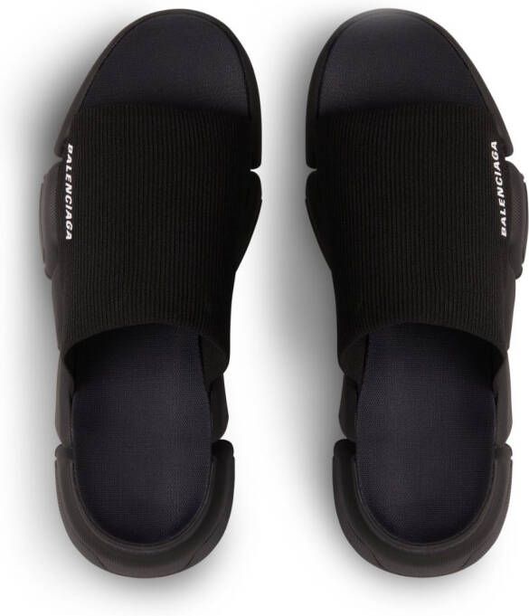 Balenciaga Speed 2.0 ribgebreide slippers Zwart