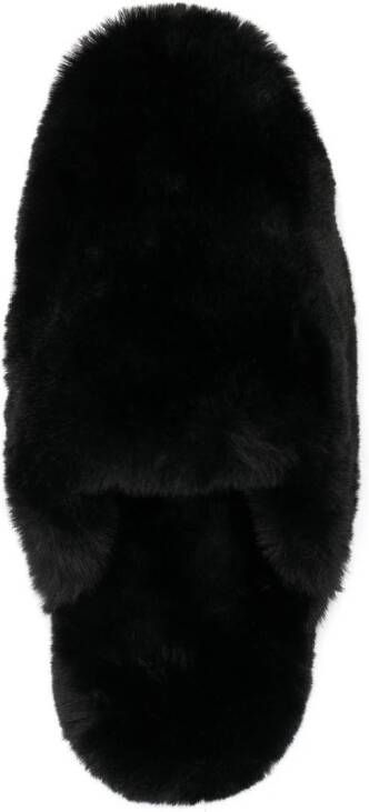 Balenciaga Teddy slippers met imitatielamswol Zwart