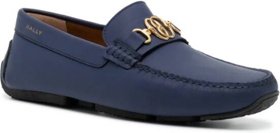 Bally Leren loafers met logoplakkaat Blauw