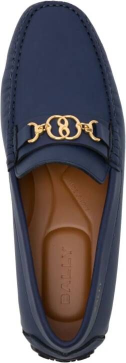 Bally Leren loafers met logoplakkaat Blauw