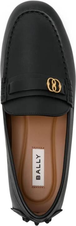 Bally Leren loafers met logoplakkaat Zwart