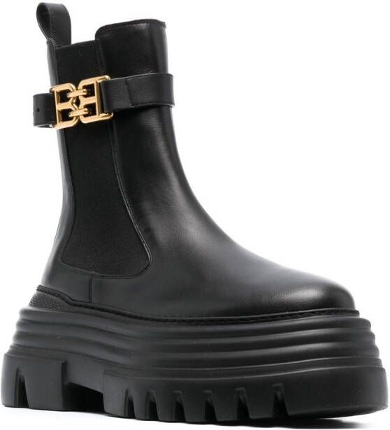 Bally Laarzen met logoplakkaat Zwart