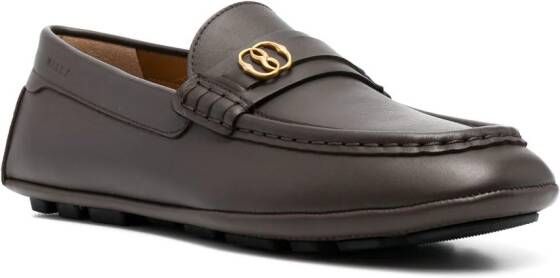 Bally Leren mocassins Bruin