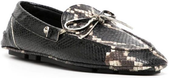 Bally Loafers met slangenprint Zwart