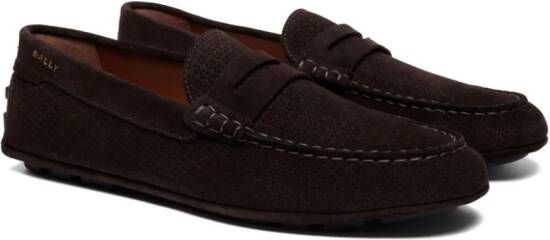 Bally Loafers met verfraaid logo en ronde neus Bruin