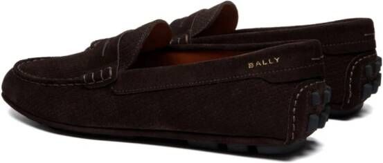 Bally Loafers met verfraaid logo en ronde neus Bruin