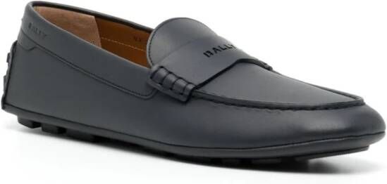 Bally Leren loafers met logoplakkaat Blauw