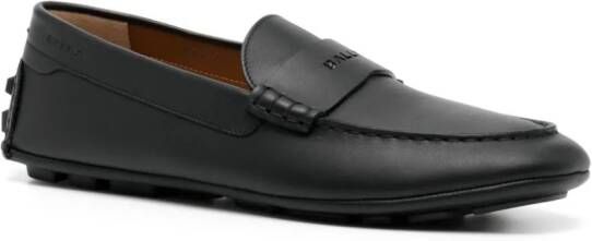 Bally Leren loafers met logoplakkaat Zwart