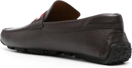 Bally Leren loafers met logoprint Bruin