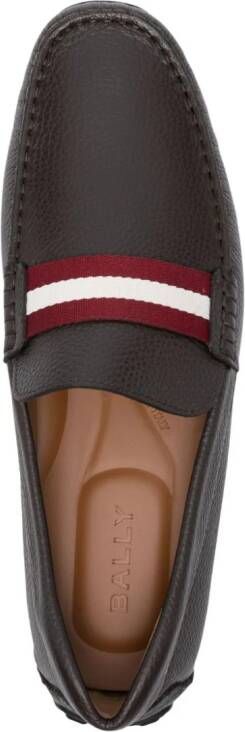 Bally Leren loafers met logoprint Bruin