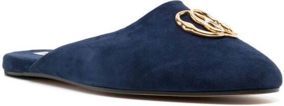Bally San Fernando slippers met logoplakkaat Blauw