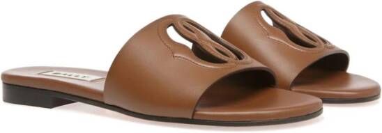 Bally Slippers met logo-reliëf Bruin