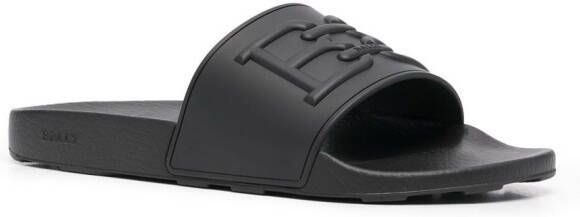 Bally Slippers met logo-reliëf Zwart