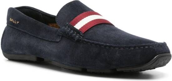 Bally Suède loafers met streepdetail Blauw