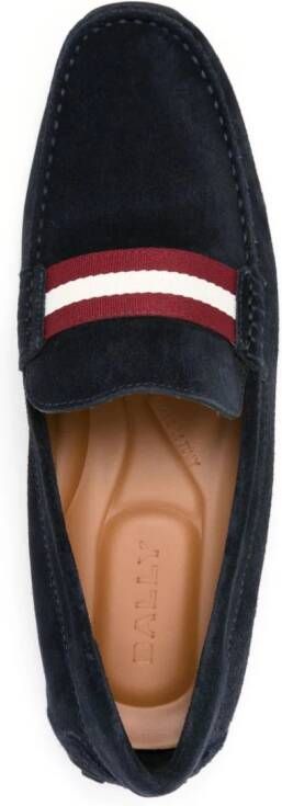 Bally Suède loafers met streepdetail Blauw
