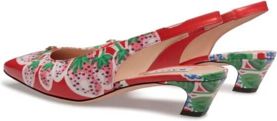 Bally Sylt 35 pumps met aardbeiprint Rood