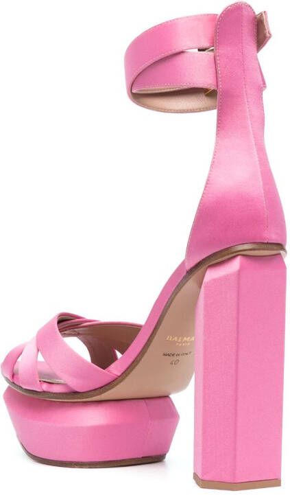 Balmain Ava satijnen sandalen Roze