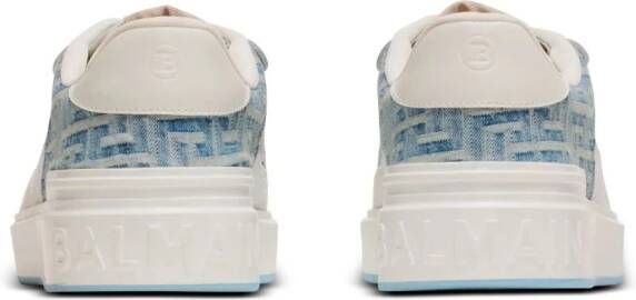 Balmain B-Court sneakers met denim vlakken Wit