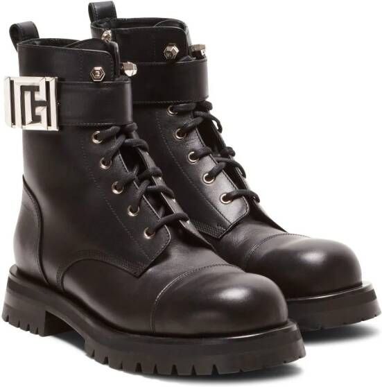 Balmain Charlie leren combat boots Zwart