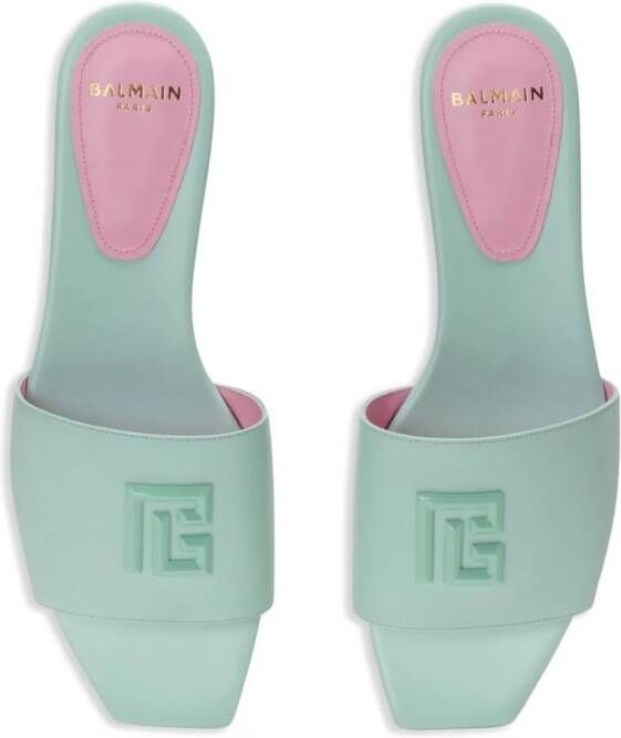 Balmain Dafne leren slippers Groen