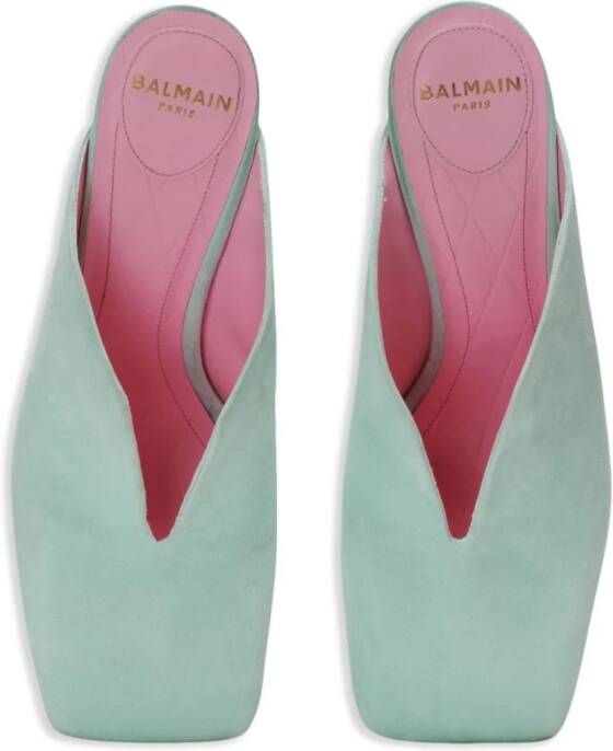 Balmain 95 mm Eden suède muiltjes Blauw