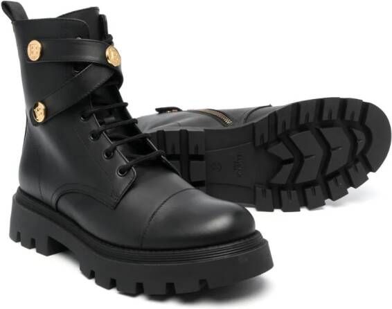 Balmain Kids Combat boots met veters Zwart