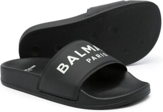 Balmain Kids Slippers met logopatch Zwart
