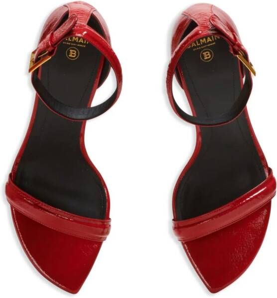 Balmain Moneta leren sandalen Rood