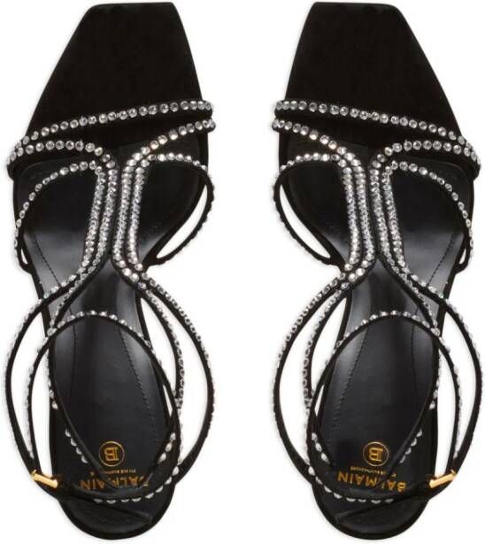 Balmain Moneta 95mm sandalen met kristallen Zwart