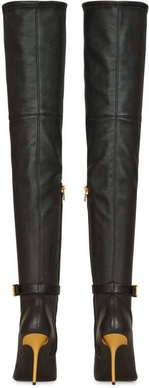 Balmain Stiletto overknee laarzen Zwart