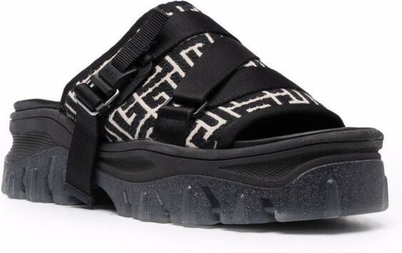 Balmain Ulysse slippers met monogram Zwart