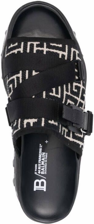 Balmain Ulysse slippers met monogram Zwart