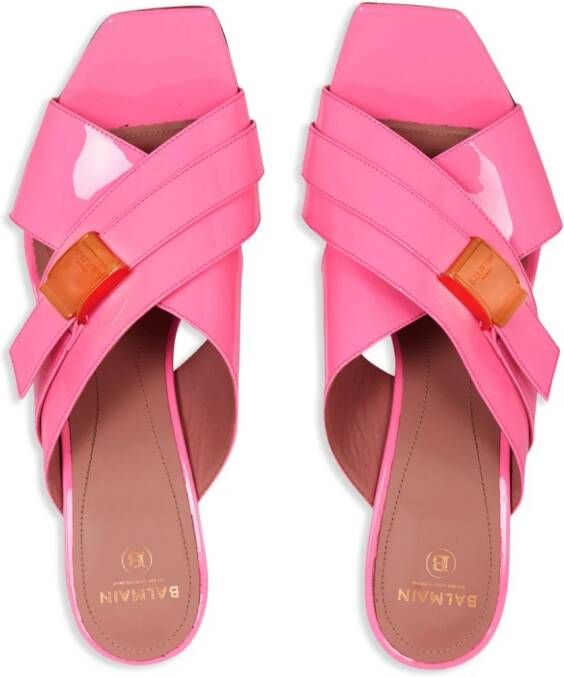 Balmain Uma 75mm lakleren muiltjes Roze