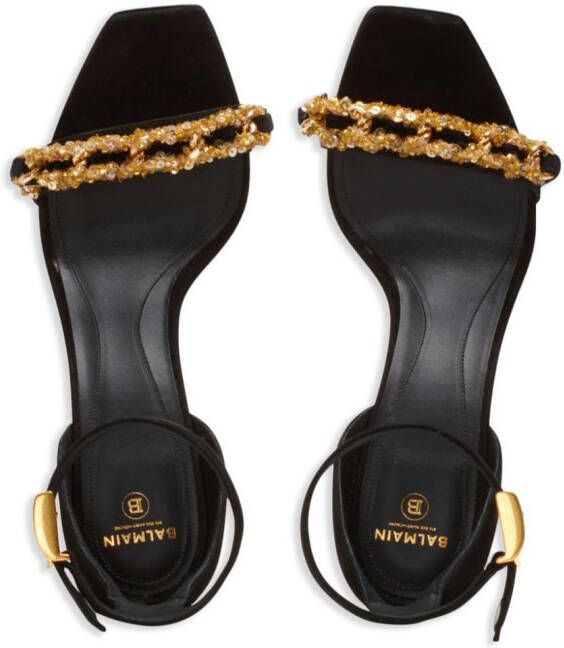 Balmain Uma sandalen verfraaid met ketting Zwart