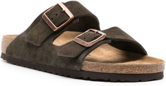 Birkenstock Arizona suède sandalen met gesp Bruin