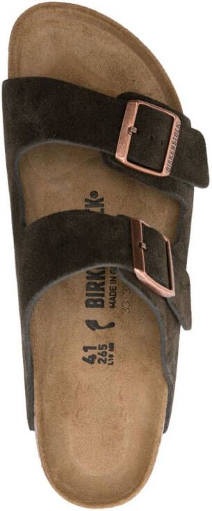 Birkenstock Arizona suède sandalen met gesp Bruin