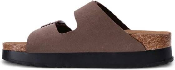 Birkenstock Arizona sandalen met plateauzool Bruin