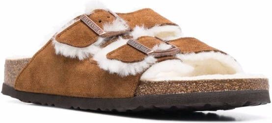 Birkenstock Arizona sandalen met bontvoering Beige