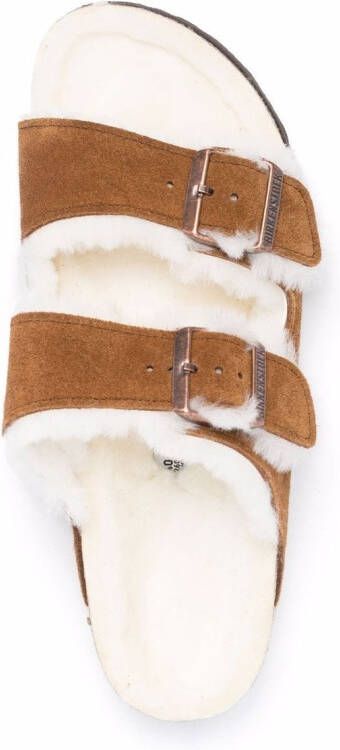 Birkenstock Arizona sandalen met bontvoering Beige