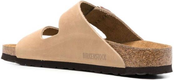 Birkenstock Arizona slippers met dubbele bandjes Bruin
