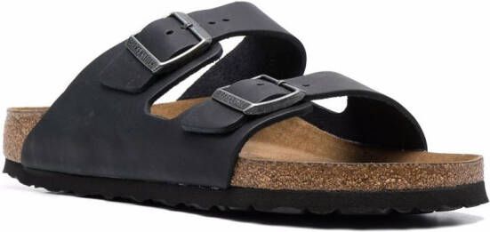 Birkenstock Arizona slippers met gesp Zwart